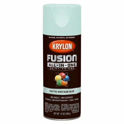Fusion All-In-One Spray Paint + Primer, Matte Vintage Blue, 12-oz.