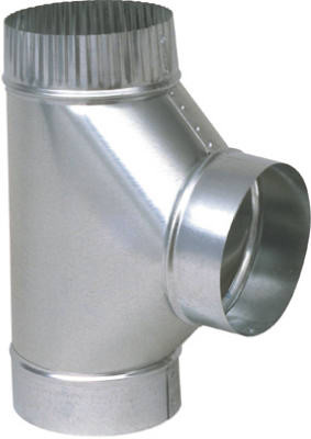 HVAC Duct Pipe Galvanized Tee, Full Flow, 26 Gauge, 5 x 5 x 5 In.