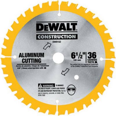 Aluminum-Cutting Saw Blade, 36-Tooth, 6-1/2 In.