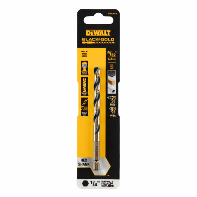 Black & Gold HSS Drill Bit, 1/4 In. Hex Shank, Impact Ready, 9/32 In.