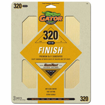 Sandpaper, 320-Grit, 9 x 11 In., 3-Ct.