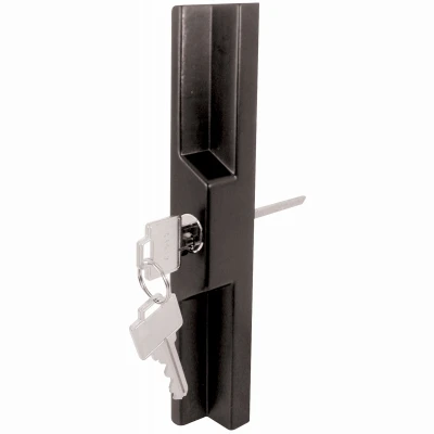 Sliding Door Outside Pull, Keyed, Adams Rite and W and F Locks, Black Diecast