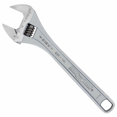 12" Adj Wrench, Wide, Chrome