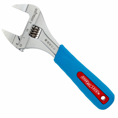 8" Adj Wrench, Slim Jaw, WIDEAZZ ,CODE BLUE