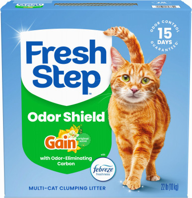 Fresh Step Odor Shield Multi Cat Clumping Litter with Febreze Freshness, Gain Original Scent, 22 lb