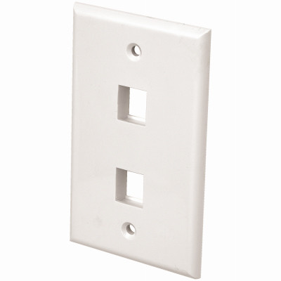 2 Port Wall Plate, White