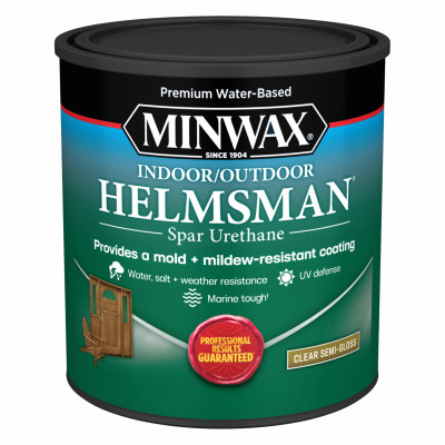 Minwax  Water Based Helmsman  Indoor/Outdoor Spar Urethane, Semi-Gloss, Clear, 1 Quart