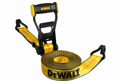 DEWALT Industrial-Duty Ratchet Straps with Double J-Hooks, 1-Pack | 2" x 27 ' | 10,000 lbs Break Strength