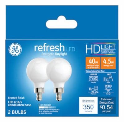 LED Globe Light Bulbs, DayGlobe Light, 350 Lumens, 4.5 Watt, 2-Pk.