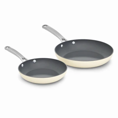 Calphalon Ceramic Nonstick 8 inch and 10 inch Frying Pan Set, Easy Cleanup Ceramic Pans for Searing, Sauteing, PFAS-Free Cookware, Dishwasher Safe, Oven Safe, Flour