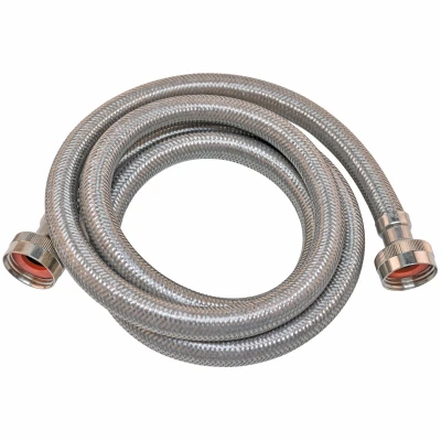 Eastman Stainless Steel Braided Washing Machine Hose - 3/4 In. FHT x 3/4 In. FHT x 4Ft. - L (Brass)