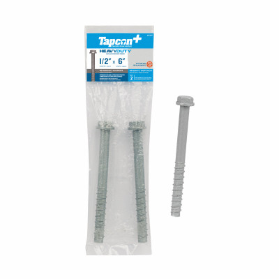Tapcon 1/2 In. x 6 In. Mechanically Galvanized Hex Washer Head Heavy Duty Screw Anchor (2-Count)