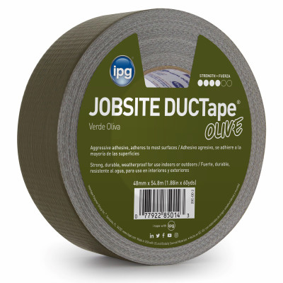 IPG JobSite DUCTape, Colored Duct Tape, 1.88" x 60 yd, Olive Drab