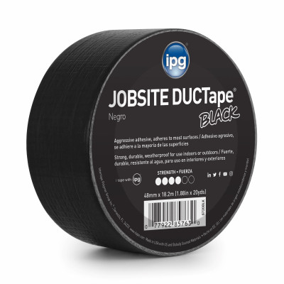 IPG JobSite DUCTape, Colored Duct Tape, 1.88" x 20 yd, Black