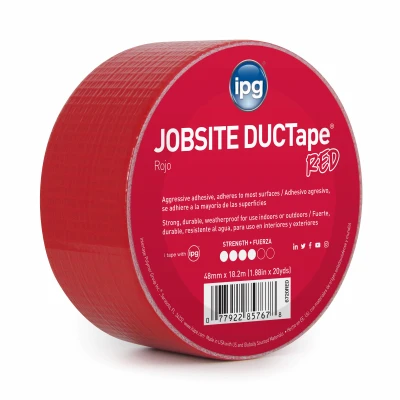 IPG JobSite DUCTape, Colored Duct Tape, 1.88" x 20 yd, Red
