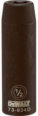 SAE Deep Impact Socket, 6-Point, Black Oxide, 1/2 In. Drive, 1/2 In.