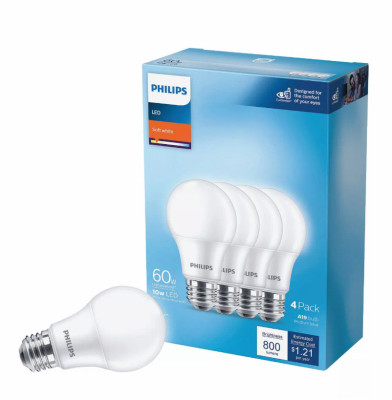 4PK 60W A19 SW LED Bulb