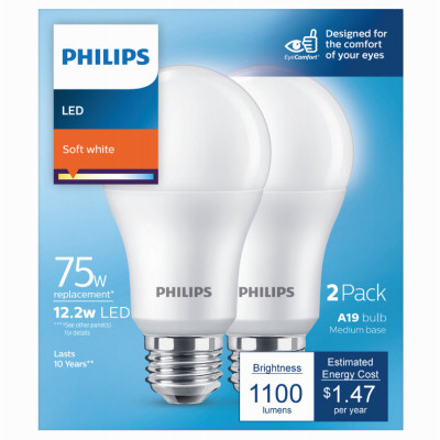 2PK 75W A19 SW LED Bulb