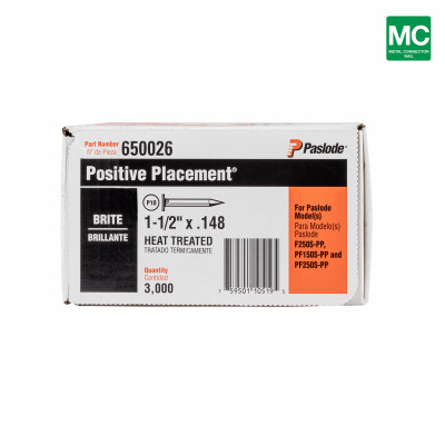 1-1/2" x .148 BRITE HEAT TREATED SMOOTH SHANK PAPER TAPE COLLATED POSITIVE PLACEMENT METAL CONNECTOR NAILS 3000CT