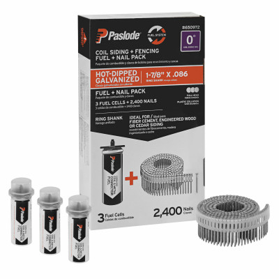 PASLODE 1-7/8IN X .086IN HOT-DIPPED RING SHANK COIL SIDING FUEL + NAIL PACK
