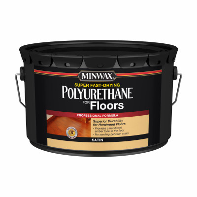 Minwax  Super Fast-Drying Polyurethane for Floors 350 VOC, Satin, Clear, 2-1/2 Gallon