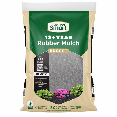 GroundSmart 12+ Year Rubber Mulch Nuggets Black