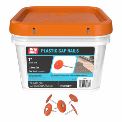Grip Rite 1" GRIP CAP-PLASTIC ROOFING 3000/BKT