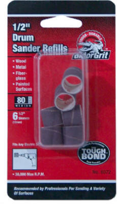 Medium Drum Sander Resin Cloth Sleeve, 1/2 x 1/2 In., 6-Pk.