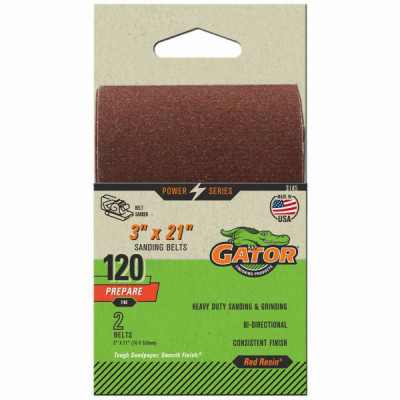 Sanding Belts, Aluminum Oxide, 120-Grit, 3 x 21 In., 2-Pk.
