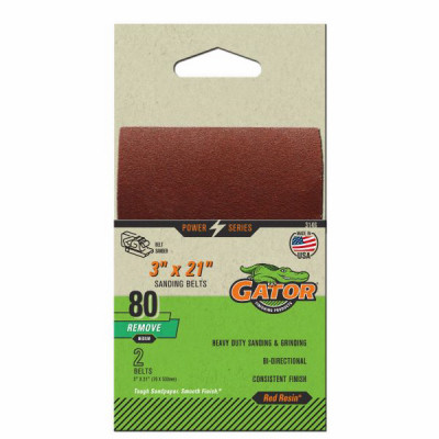 Sanding Belts, Aluminum Oxide, 80-Grit, 3 x 21 In., 2-Pk.