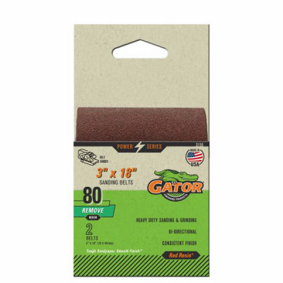 Sanding Belts, Aluminum Oxide, 80-Grit, 3 x 18 In., 2-Pk.