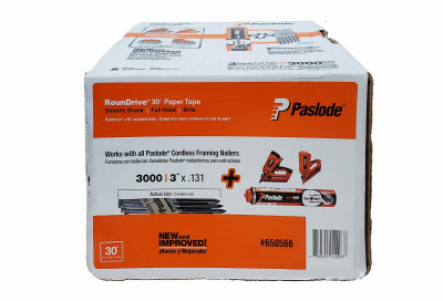 3" x.131 BRITE SMOOTH SHANK 30 DEGREE PAPER TAPE COLLATED ROUNDRIVE FRAMING FUEL AND NAIL PACK 3000CT