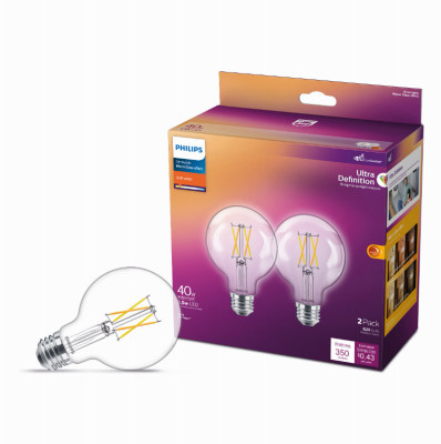 2PK 40W G25 CLR LED