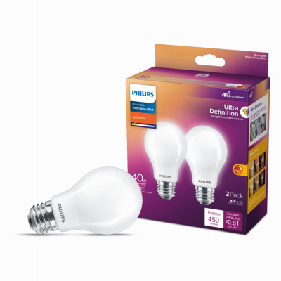 2PK LED 40W A19 SW WG