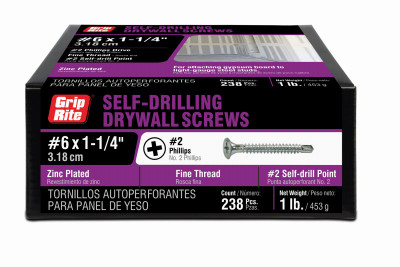 GR #6 x 1-1/4 In. Fine Thread Self-Drilling Drywall Screw (238-Count, 1 Lb.)