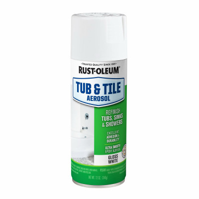 Rust-Oleum Tub & Tile Aerosol, White, Gloss, 12 Oz