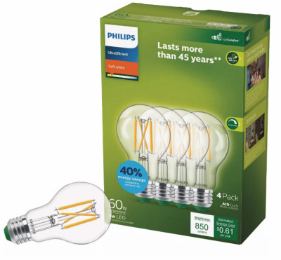 4P 60W A19 SWCL LEDBulb