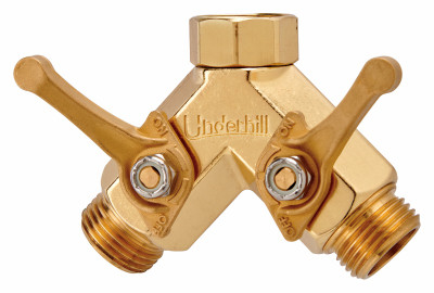 PowerFlow 2-Way Hose Splitter, All Brass,  " GHT