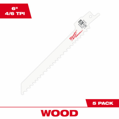 Sawzall Reciprocating Saw Blades, 4/6 TPI, 6 In., 5-Pk.