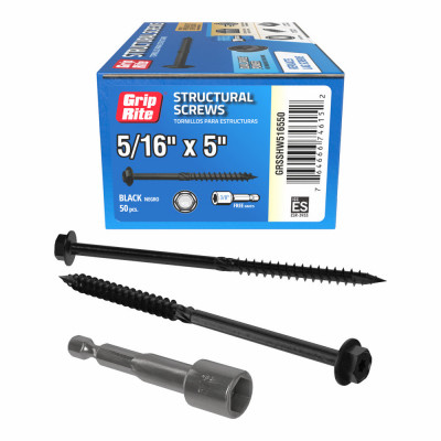 Grip-Rite PrimeGuard Plus 5/16 In. x 5 In. Hex Washer Head Structural Screw (50-Count)