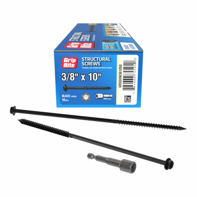 Grip-Rite PrimeGuard Plus 3/8 In. x 10 In. Hex Washer Head Structural Screw (50-Count)