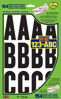 3" BLK/WH NUMBR/LTR/SYM
