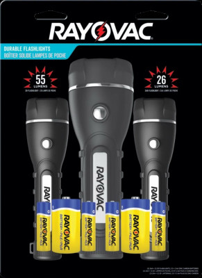 3PK RUBB LED FLASHLIGHT