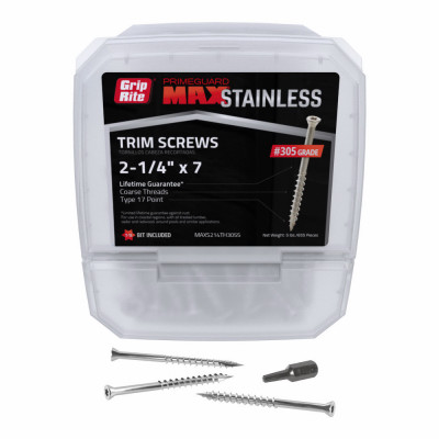Grip-Rite PrimeGuard Max 2-1/4 In. T15 Star Drive Trim Head Stainless Steel Deck Screw (5 Lb.)
