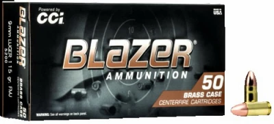Pistol Ammunition, 9mm, Full Metal Jacket, 50-Round Box