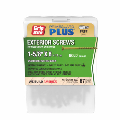Grip-Rite #8 x 1-5/8 in. Gold Exterior Screws
