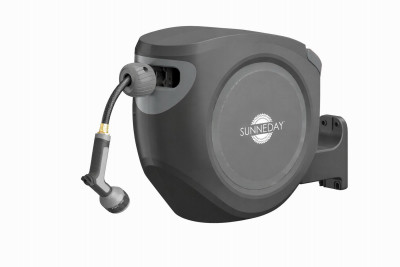 Sunneday SW-30B 100ft Retractable Hose Reel 5/8 | Automatic Retractable w/Wall Mount | Easy to Assemble Reel w/Flexible Swivel Mount