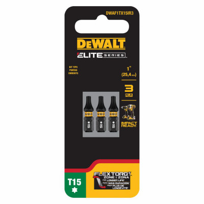 DEWALT FlexTorq 1 In. T15 TORX Impact Screwdriver Bit (3-Pack)