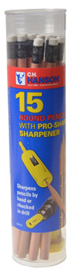 Marking Pencils & Sharpener, Round, 15-Pk.