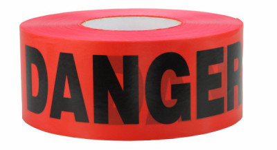 "Danger" Barricade Tape, Red, Waterproof, 3 In. x 300 Ft.